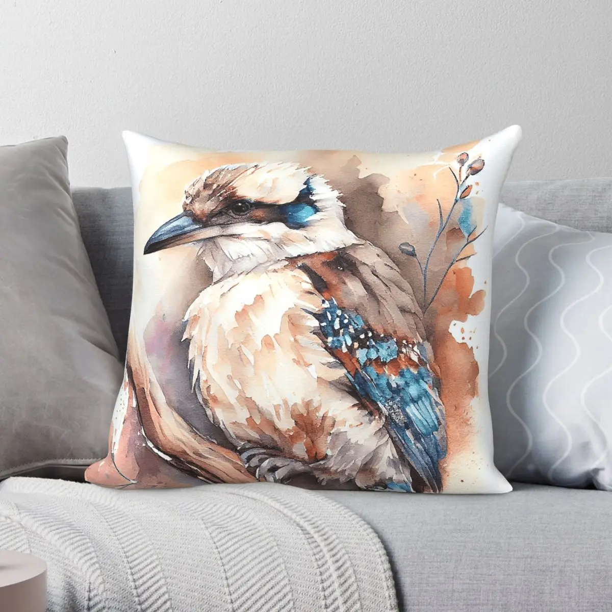 Australian Kookaburra Square Pillowcase Polyester Linen Velvet Creative Zip Decorative Home Cushion Cover 18