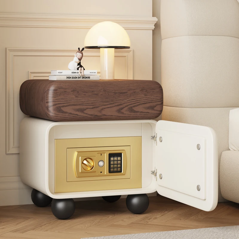 

Smart bedside table safe integrated simple modern solid wood bedside cabinet 2025 popular household bedroom storage cabinet