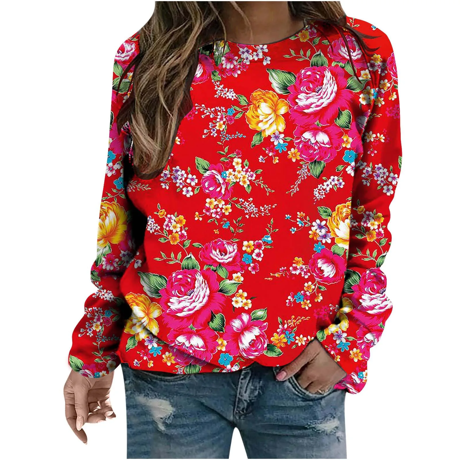 Ethnic Style Flower Sweatshirts Floral 3D Print Autumn Women Hoodies Long Sleeve Y2k Oversized Pullovers Tops Female Clothing