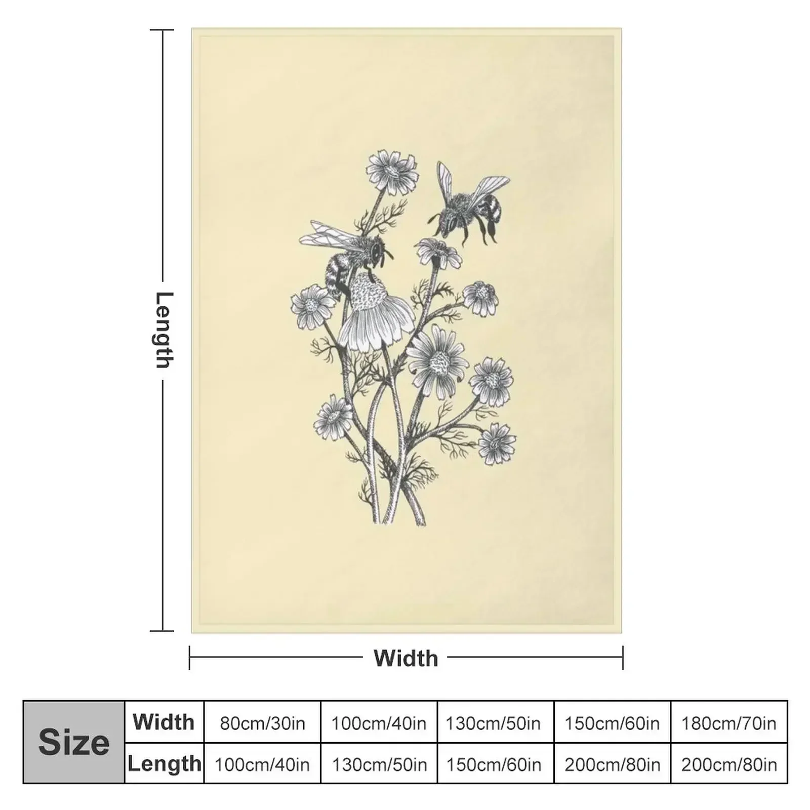 bees and chamomile on honey background Throw Blanket Winter beds warm winter for babies Thermal Thin Blankets