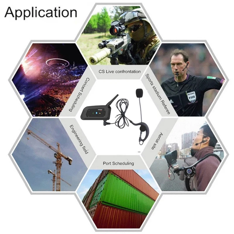 XINOWY 3.5 มม.V6C Pro Professional ฟุตบอลผู้ตัดสิน Intercom 2 ฟุตบอล Duplex Group Talking Interphone จักรยานชุดหูฟังบลูทูธ