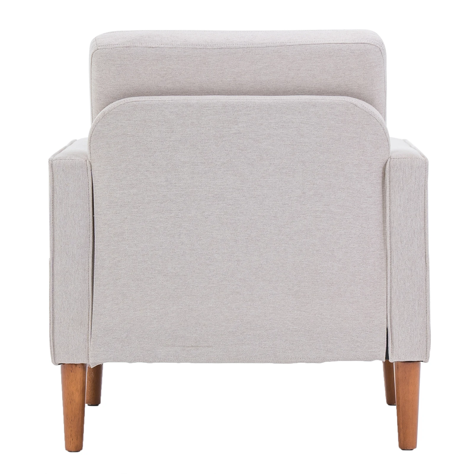 80*76*85cm Linen Solid Wood Legs II Single Seat Without Chaise Concubine Solid Wood Frame Sofa Creamy White