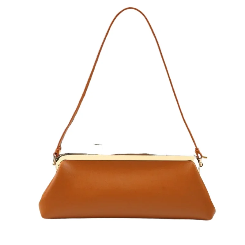 

New High-end Round Metal Block Clip Bag for Ladies' Dinner Business, Large Capacity Single-shoulder Bag Temperament Commuting