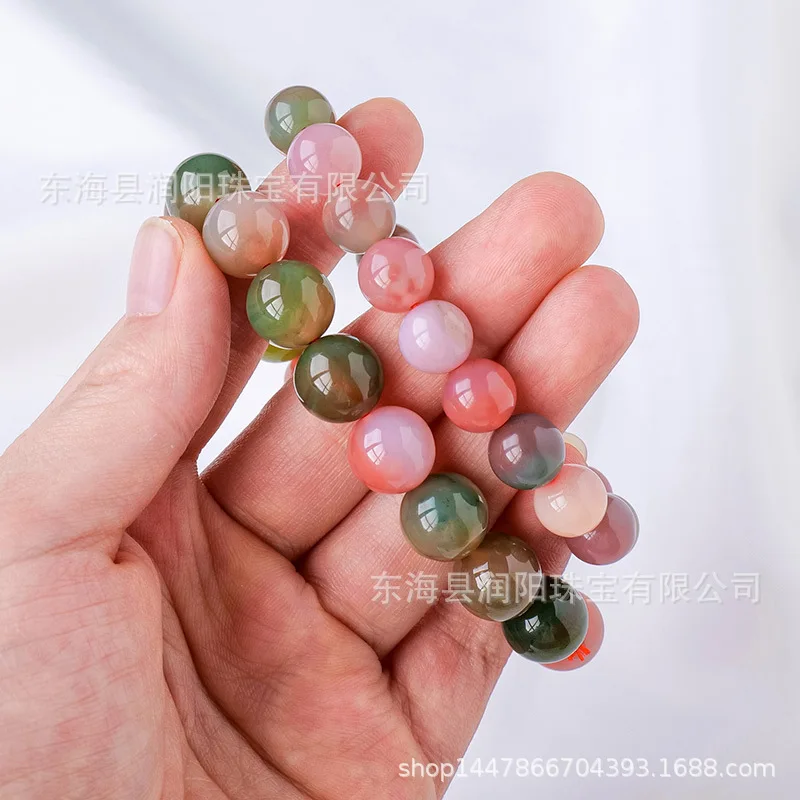 

Natural Source Agate Bracelet Candy Color Agate Single Ring Round Bead Crystal Bracelet for Men and Women Jewelry Ping An Nafu