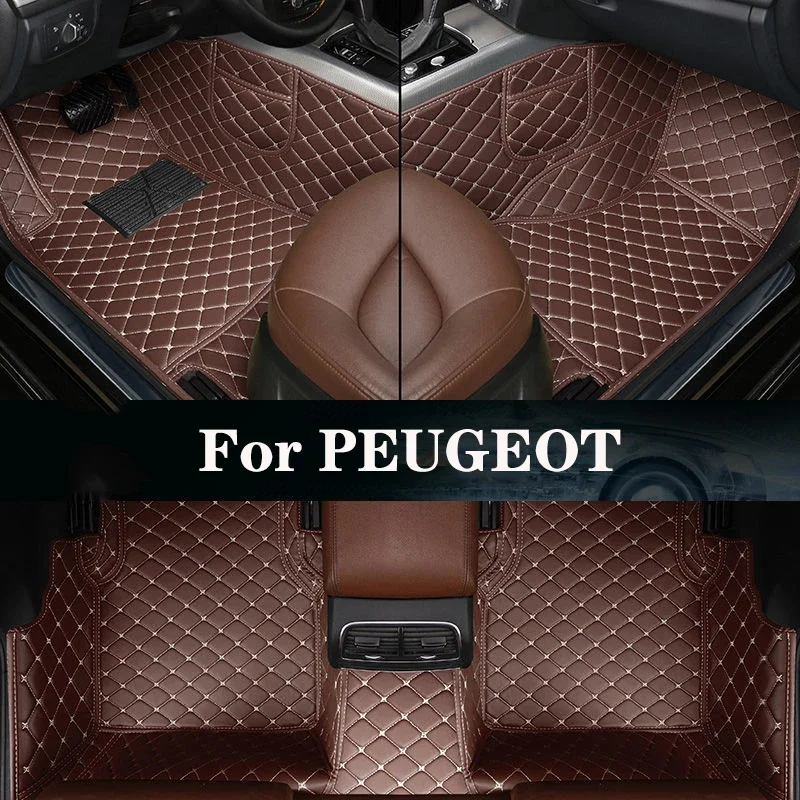 

New Side Storage Bag With Customized Leather Car Floor Mat For PEUGEOT 607 RCZ E-208 Expert Traveller Rifter 106 107 Auto Parts