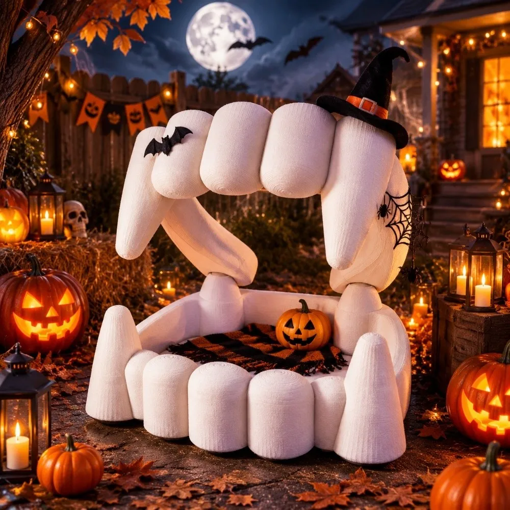 3D Printing Halloween Bowl Spooky Table Ornaments Festival Storage Bowl Funny Jewelry Holder Ghost Teeth Candy Bowl Home Decor