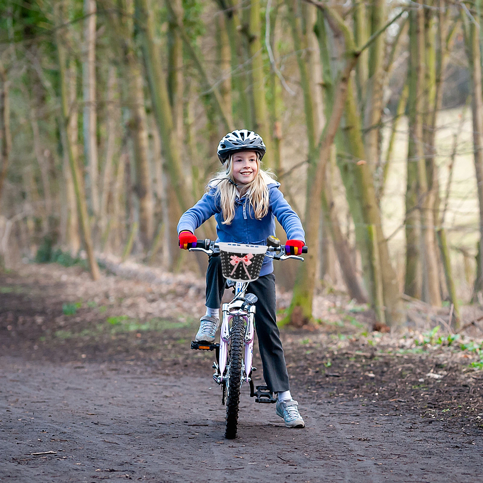 

Bike Bell Kids Scooter Basket Bicycle Baskets for Bikes Manual Black Child Plastic Pink