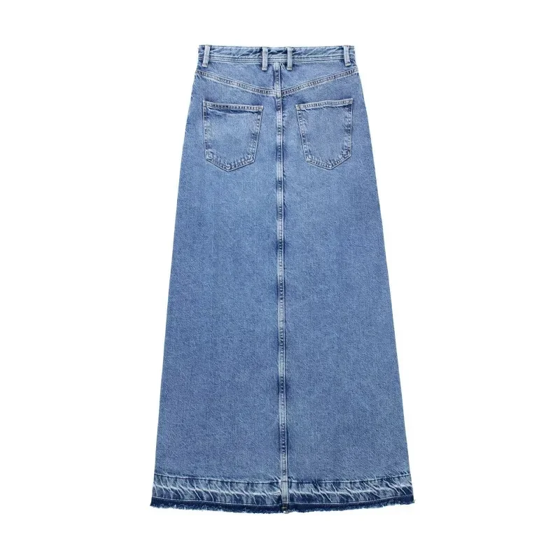 New Women's High Waisted Slit Denim Skirt Fashion Long Half Skirts for Women