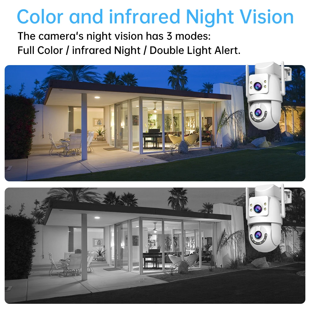 Jooan 5K 8MP Dual Lens Dual Screen IP Camera Wifi PTZ Camera Outdoor AI Auto Tracking CCTV HD Audio Video Surveillance