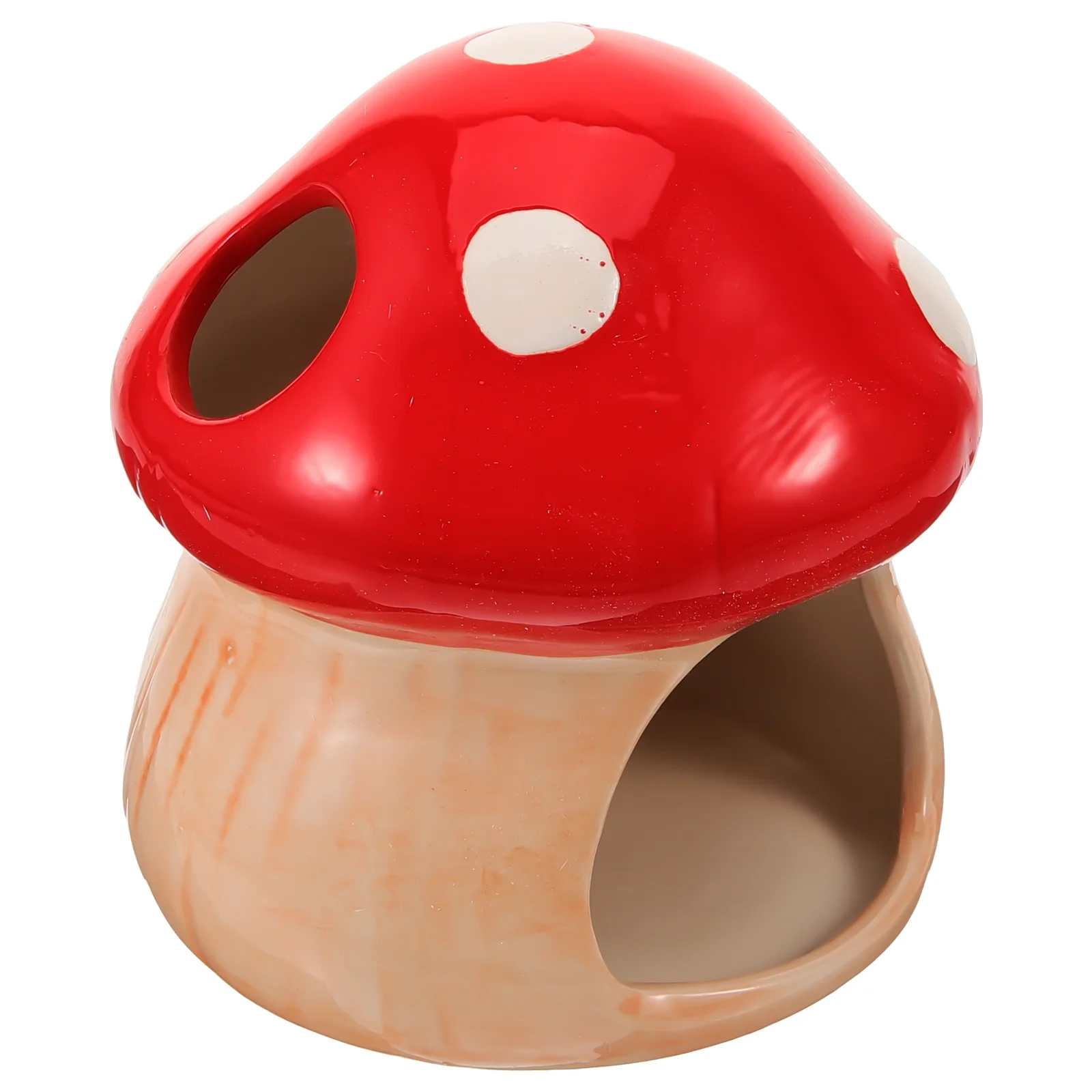 

Mushroom Shaped Sleeping Nest Ceramic Hamster Hideout Hut Summer Cooling House Pet Decorative Cages