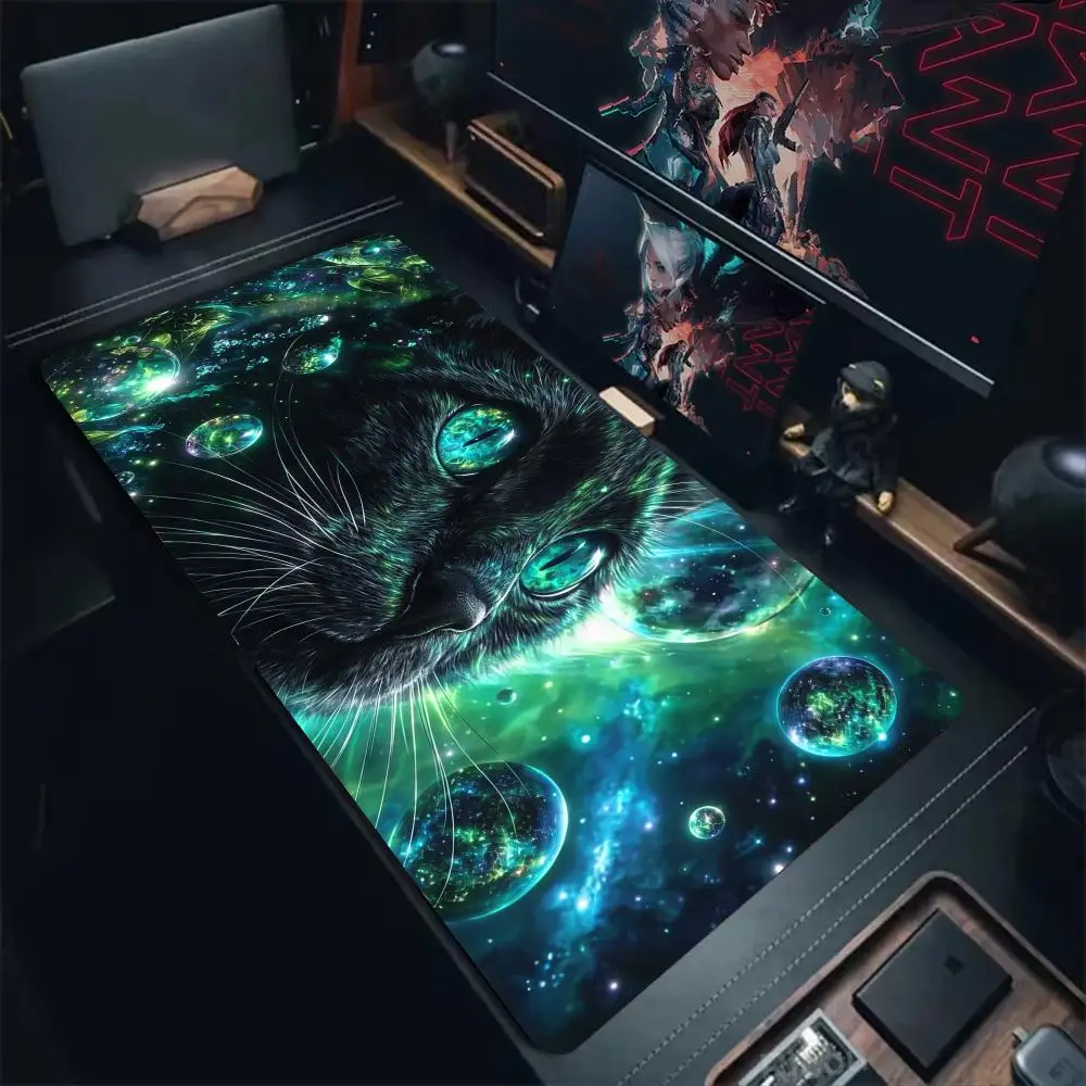 Magical Black Cat Mouse Pad Desk Mat Large Computer Office Carpet XXL Mousepad Gamer Gaming PC Accessories Keyboard Rug Mauspad