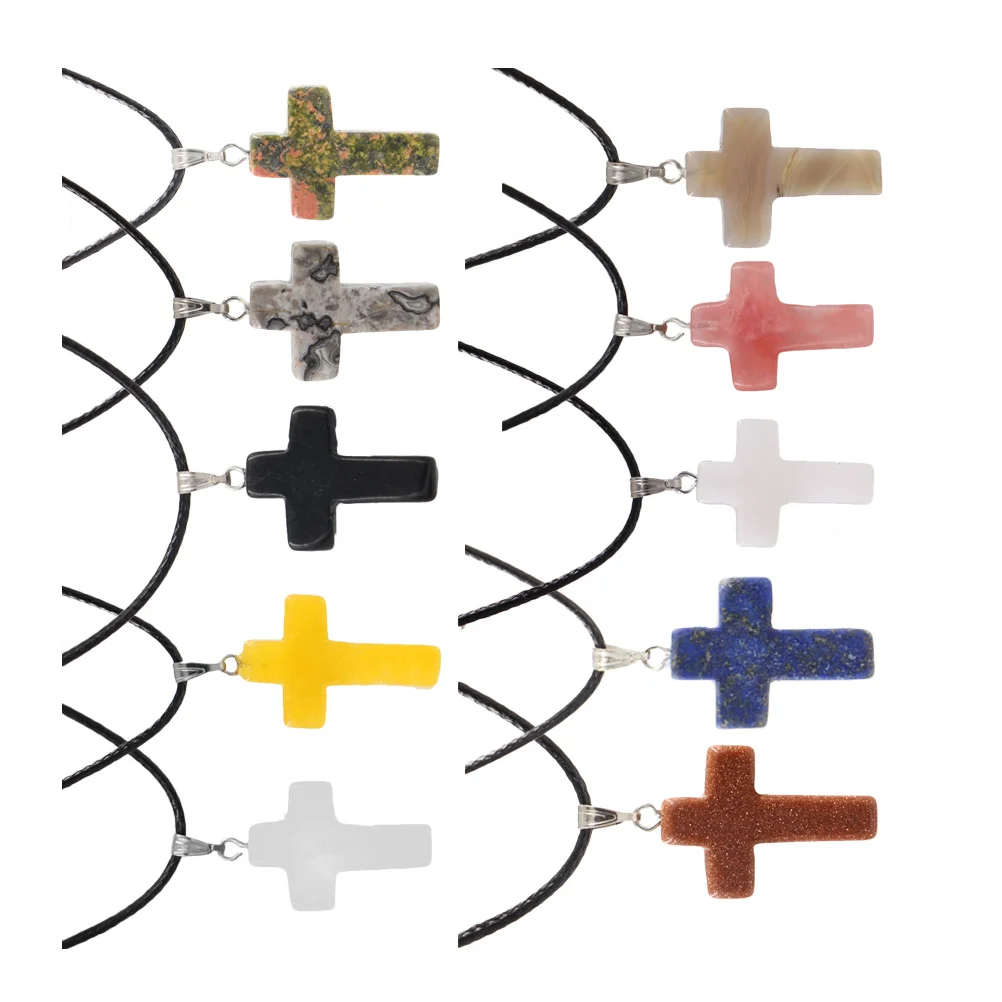 

10Pcs DIY Pendant Charms Cross Shape Stone Alloy Jewelry Making Components for Cellphone Decor Keyring Scrapbooking Crafts