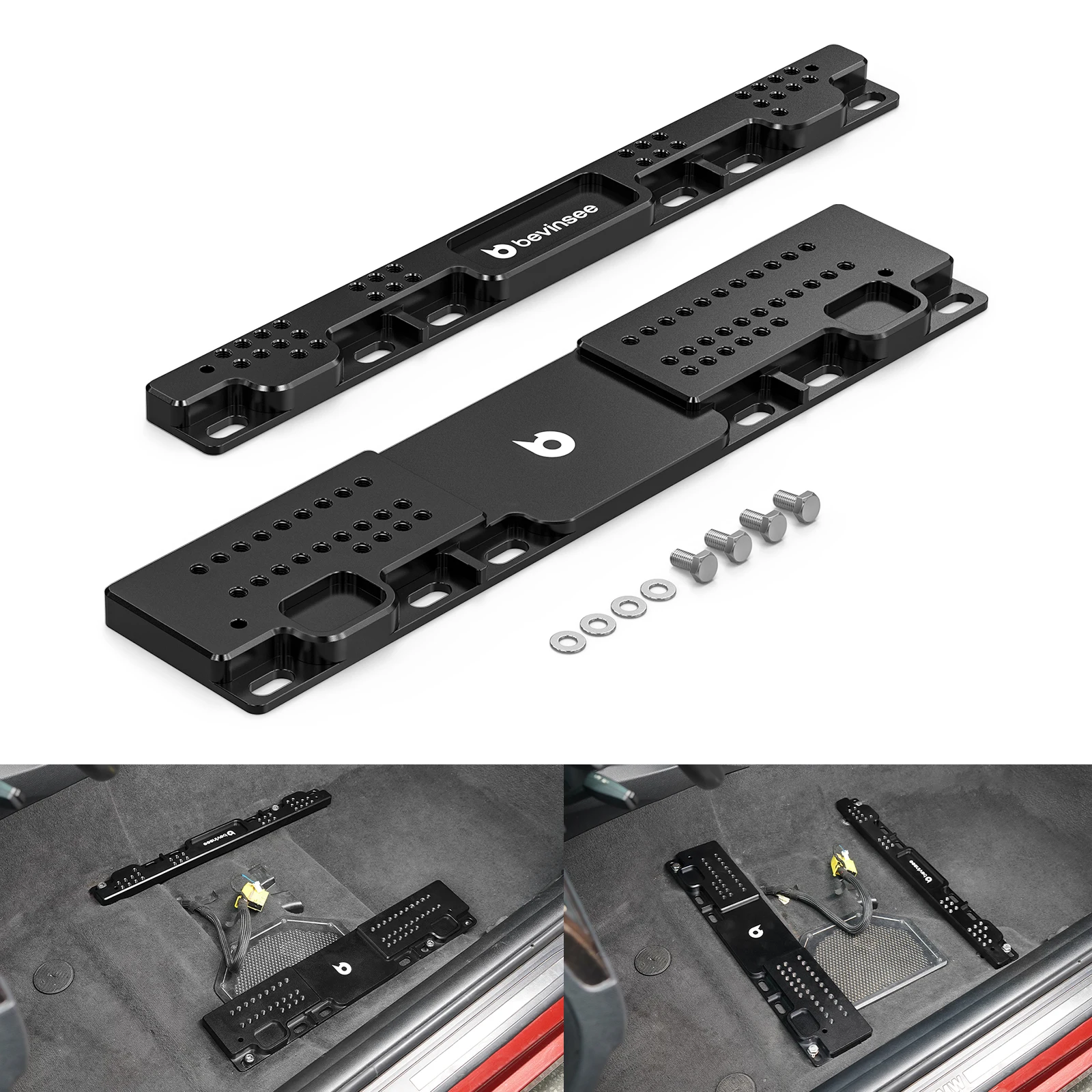 BEVINSEE Aluminium verstellbare Rennsitz-Bodenmontage-Adapter für BMW E36 E46 320i 323i 325i 328i, Auto-Innenzubehör