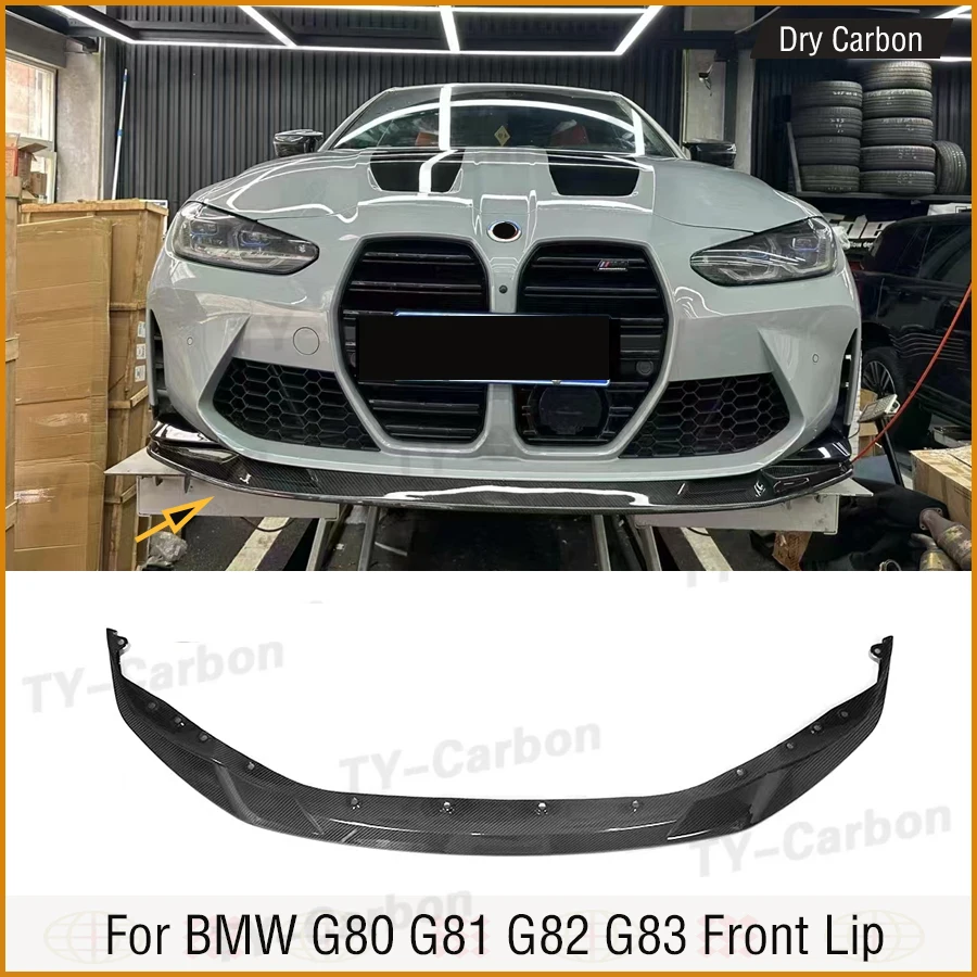 1PCS Dry Carbon Fiber Car Front Bumper Lip Splitter Lip Body Kit Spoiler Diffuser Accessories For BMW G80 G82 G83 M3 M4 2021+