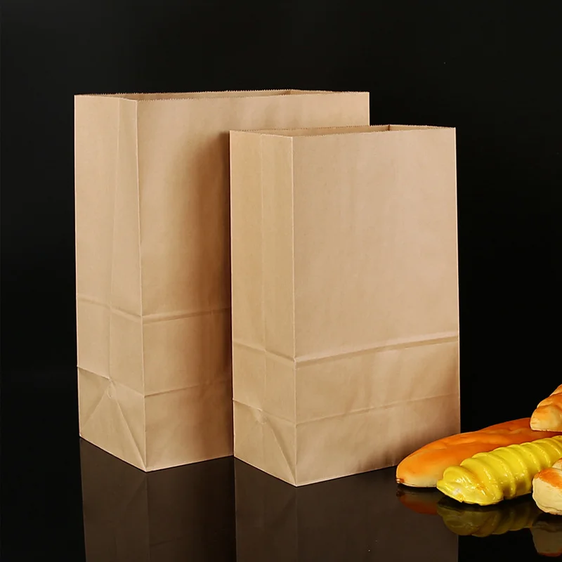 100/200pcs Kraft paper bag gift bags packaging biscuit candy food cookie bread  snacks baking takeaway bags