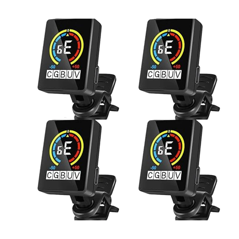 

4 PCS Guitar Tuner Rechargeable Clip On Tuner For Guitar, Bass, Ukulele,Violin Suit For Professional Or Beginners