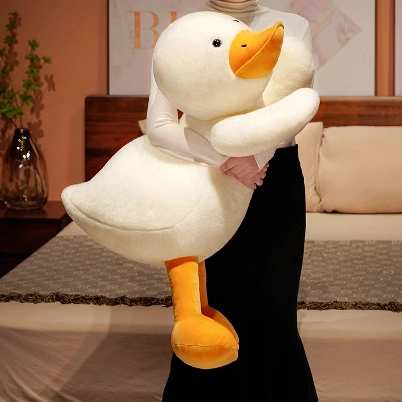 Funny Lying Duck Plush Toys Sleep Pillow Kawaii Animal Stuffed Swan Goose Plush Dolls Present Floor Mat Kids Girls Birthday Gift