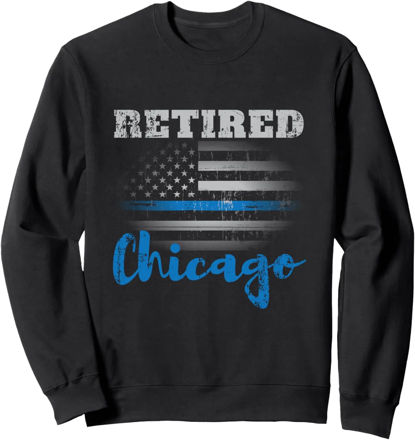 Retired Police Officer Chicago American Flag Design Sweatshirt