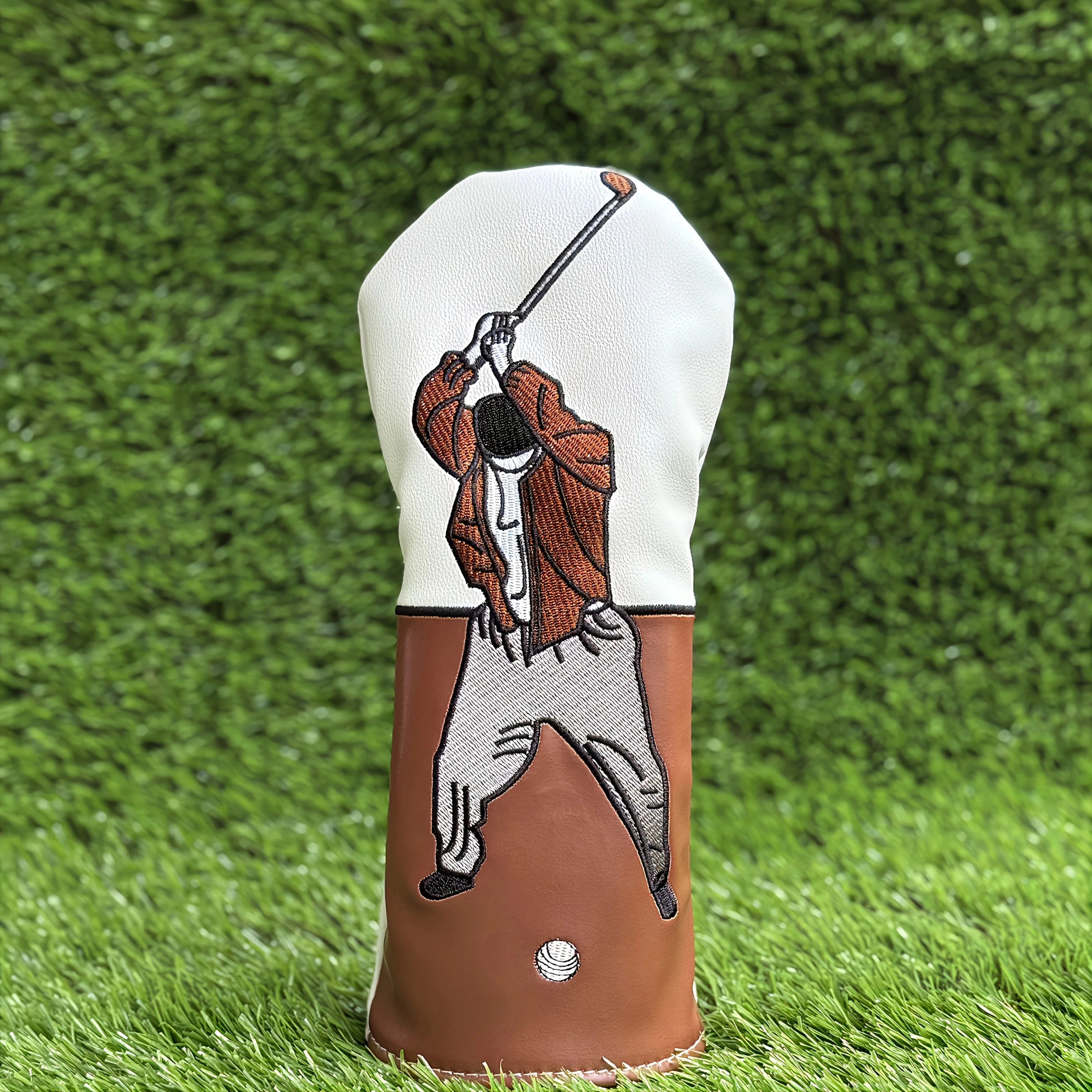 1pc capa de cabeça de golfe de alta qualidade com bordado requintado-forro de pelúcia ultra-macio, capa protetora durável do plutônio-branco, ideal