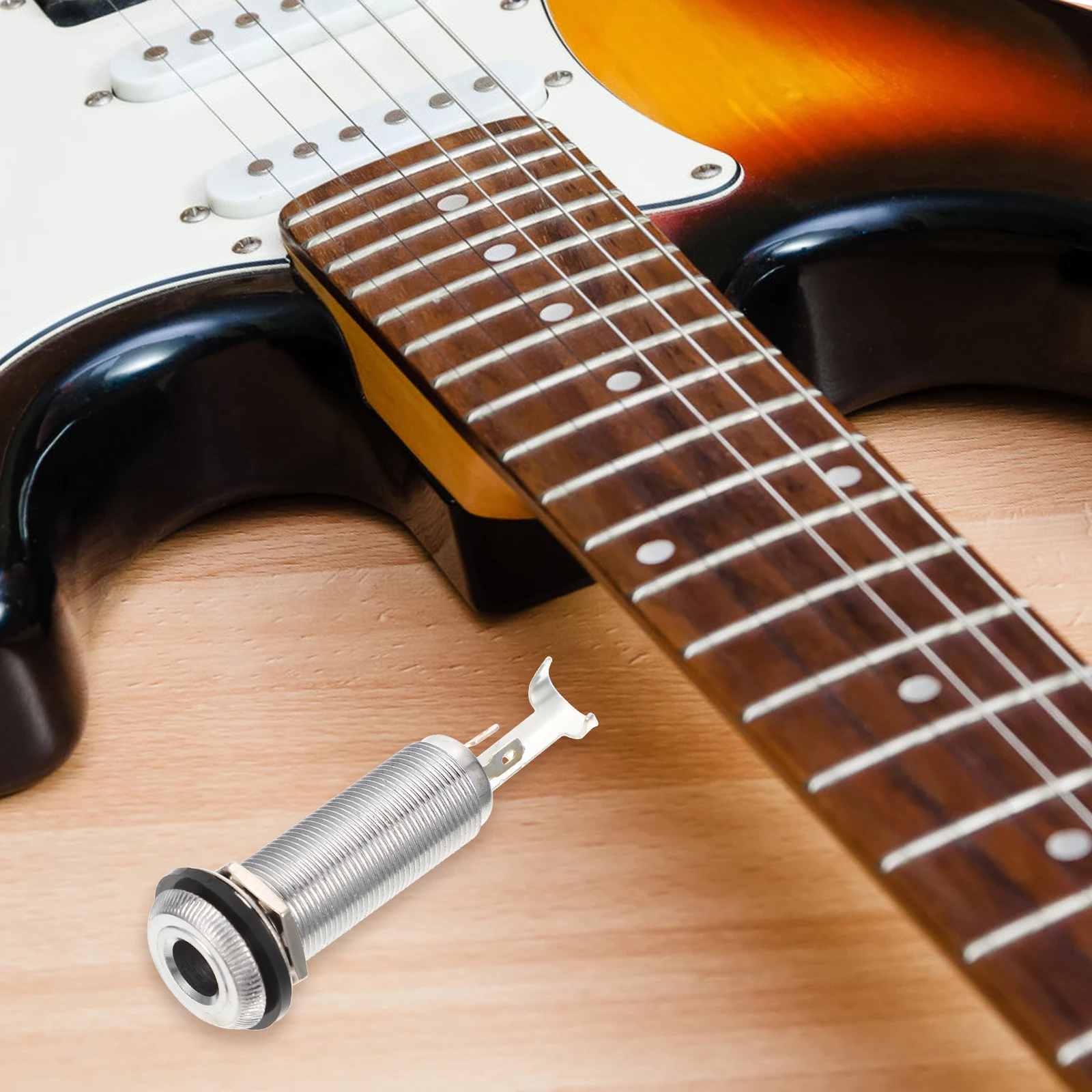 

Electric Bass Interface Barrel Jack Connector Cylinder Guitar Stereo Output Socket Plug Silver