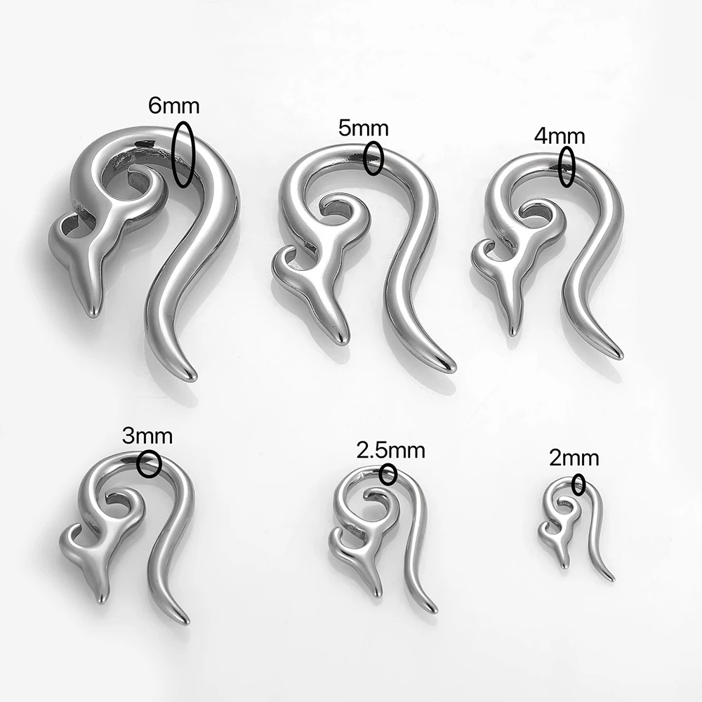 1 زوج فاسق قياس دوامة هوب القرط الفولاذ المقاوم للصدأ خاص على شكل الأذن تفتق ثقب المتوسع شماعات مجوهرات للجسم اكسسوارات