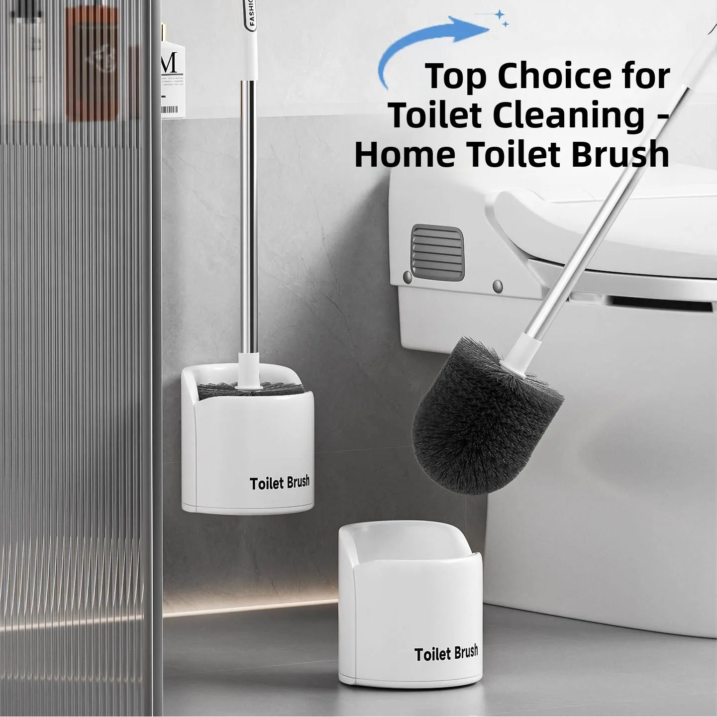 

Stainl Steel Toilet Bru with Base No Dead Angles Household Batoom Long Bristle Toilet Bru Sanitary Cleaning Tool