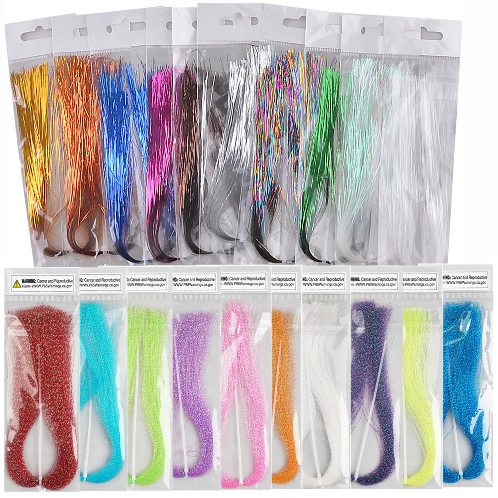 20 paczek 20 kolorów Sparkle Crystal Flash Tinsels żyłka muchowa suche muchy serpentyny nimfy Jigs muchy muchy wiązanie materiałów narzędzia