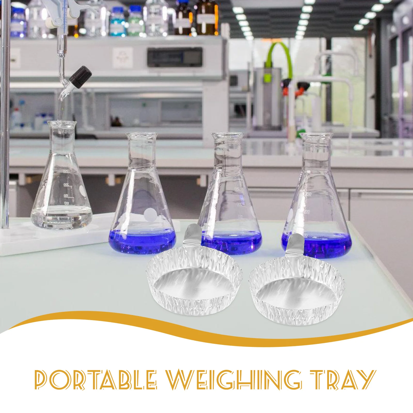 

100Pcs Weighing Plates Aluminum Foil Sample Weighing Dishes Laboratory Balance Trays Stackable Portable Weigh Boats