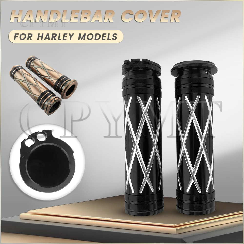 

1Pair Handlebar Motorcycle Handlebar Grips Fit For Harley Touring Sportster XL883 1200 48 XR Dyna Softail VRSC 96-later