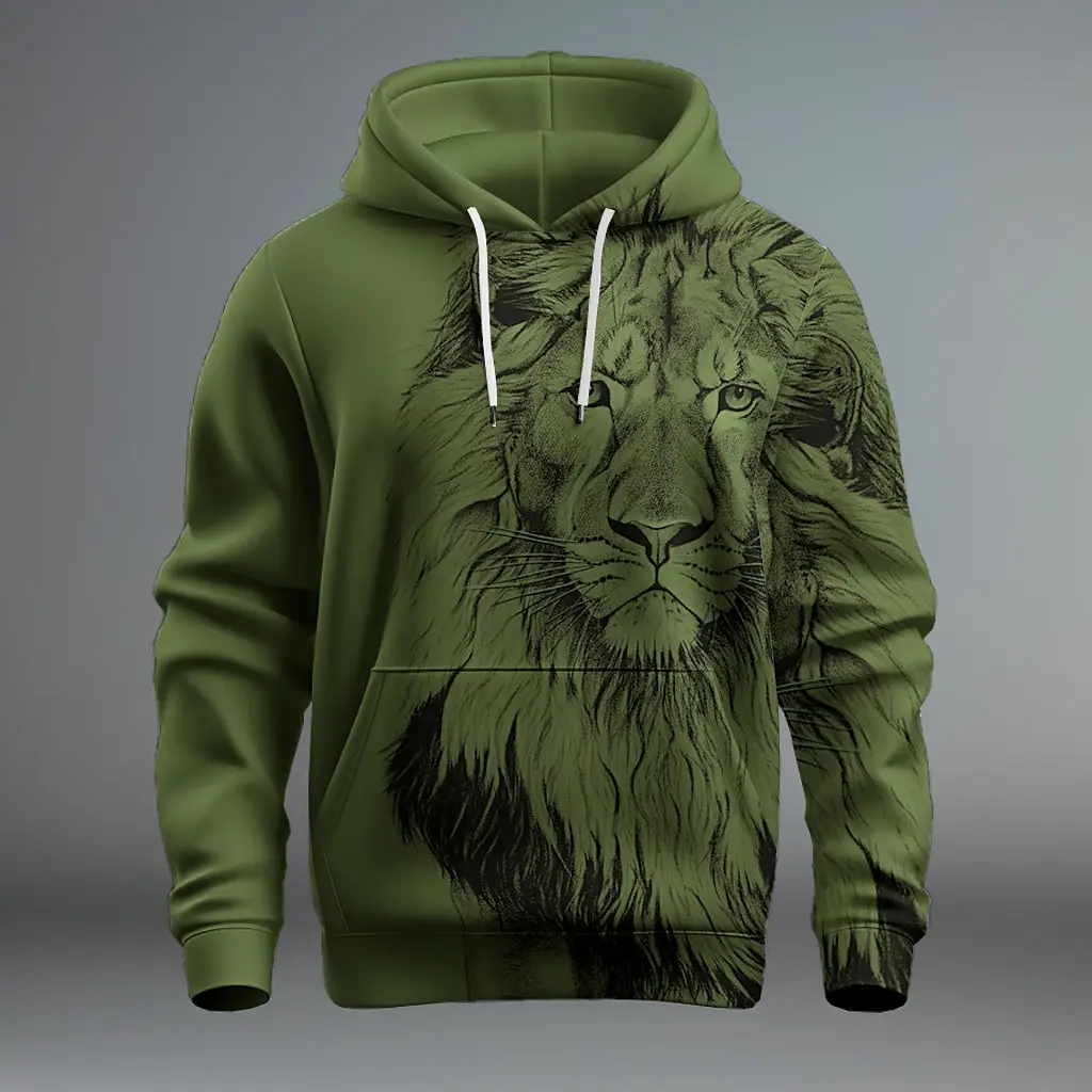 Animal Lion 3D Printed Tops Men Women Fashion Graphic Hoodies Sweatshirt Autumn Winter Outdoor Daily Dazzling Cool Men's Clothes