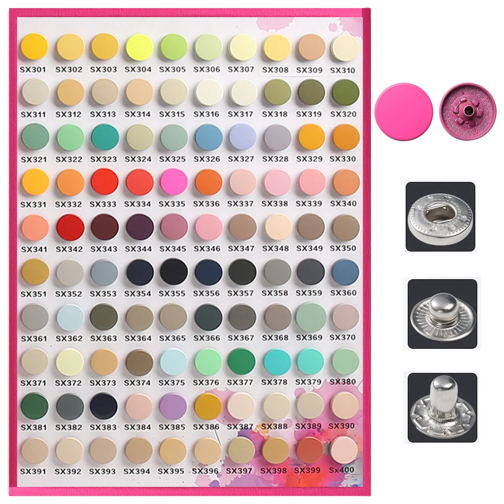 Metal Buttons Leather Snap Fasteners 12.5/15mm Round Color Button No Sewing for Clothes, Jackets, Jeans Sewing Accessories