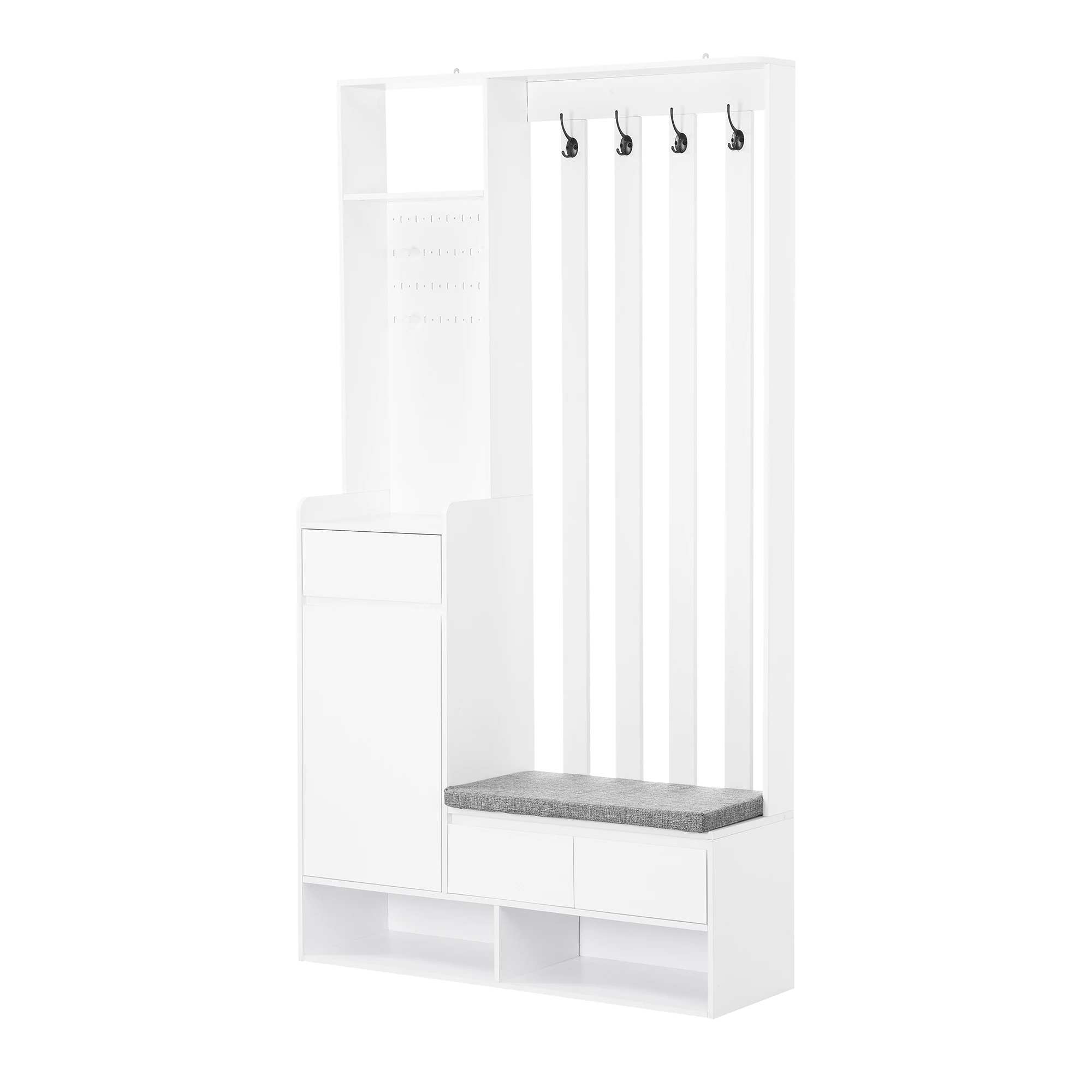 PINGGO Flur-Garderobe mit weicher Polsterung, langer Aufbewahrungsbank, multifunktionaler Schuhschrank für den Eingangsbereich, modernes Design, Plug-in-Schreibtisch – Detail 5