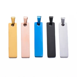5Pcs Stainless Steel Rectangle Stamping Blank Dog Tags Pendant Name or Logo Necklace Jewelry Findings 45*10mm
