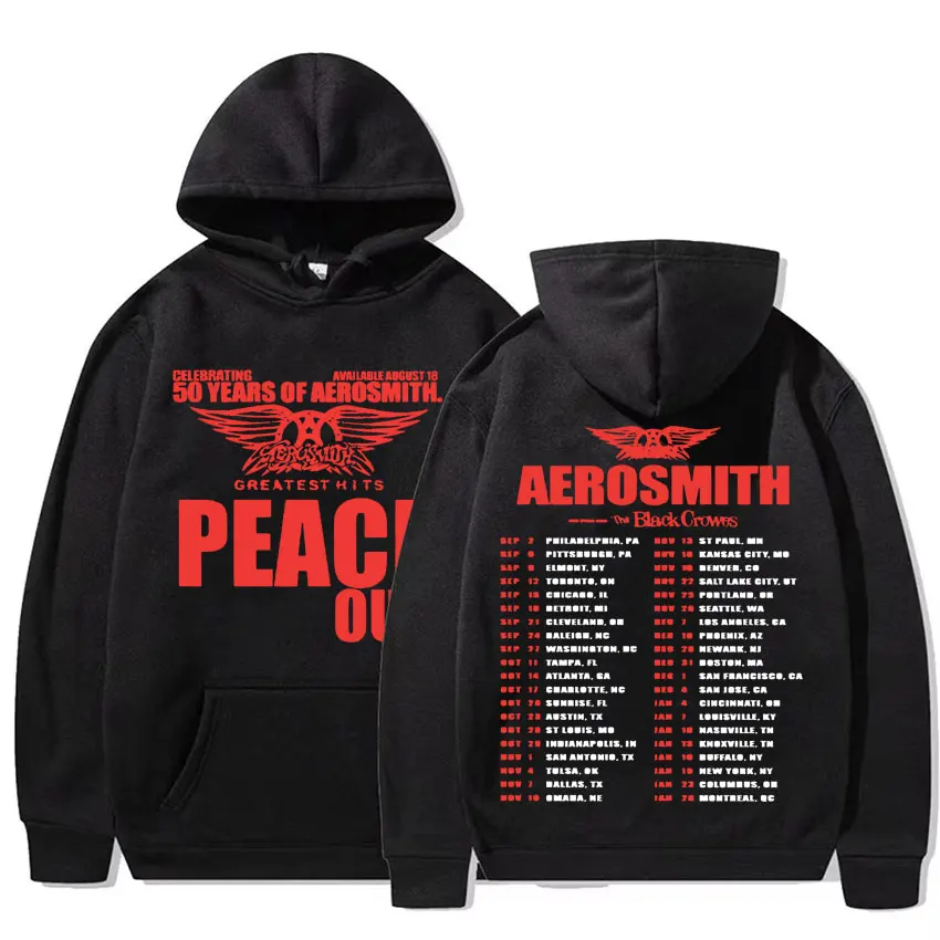 50 Years of Aerosmith Greatest Hits Peace Out Tour Hoodie Men's Clothing Hip Hop Vintage Fantasy Apparel Y2k Tracksuit Pullovers