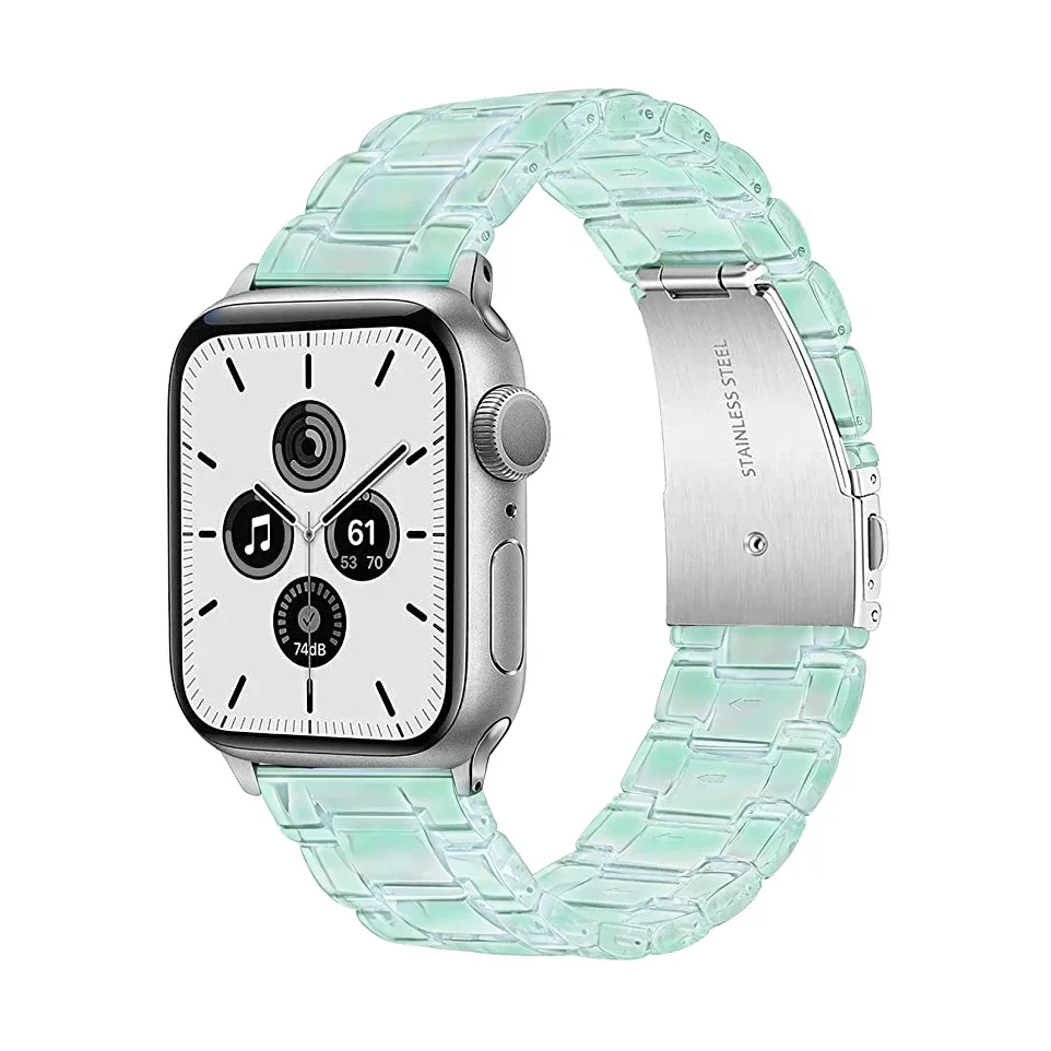 Resin Transparent Band for Apple Watch 38mm 40mm 42mm 44mm 41mm 45mm Women Clear Strap Bracelet for iWatch Series 7 6 5 se 4 3 2