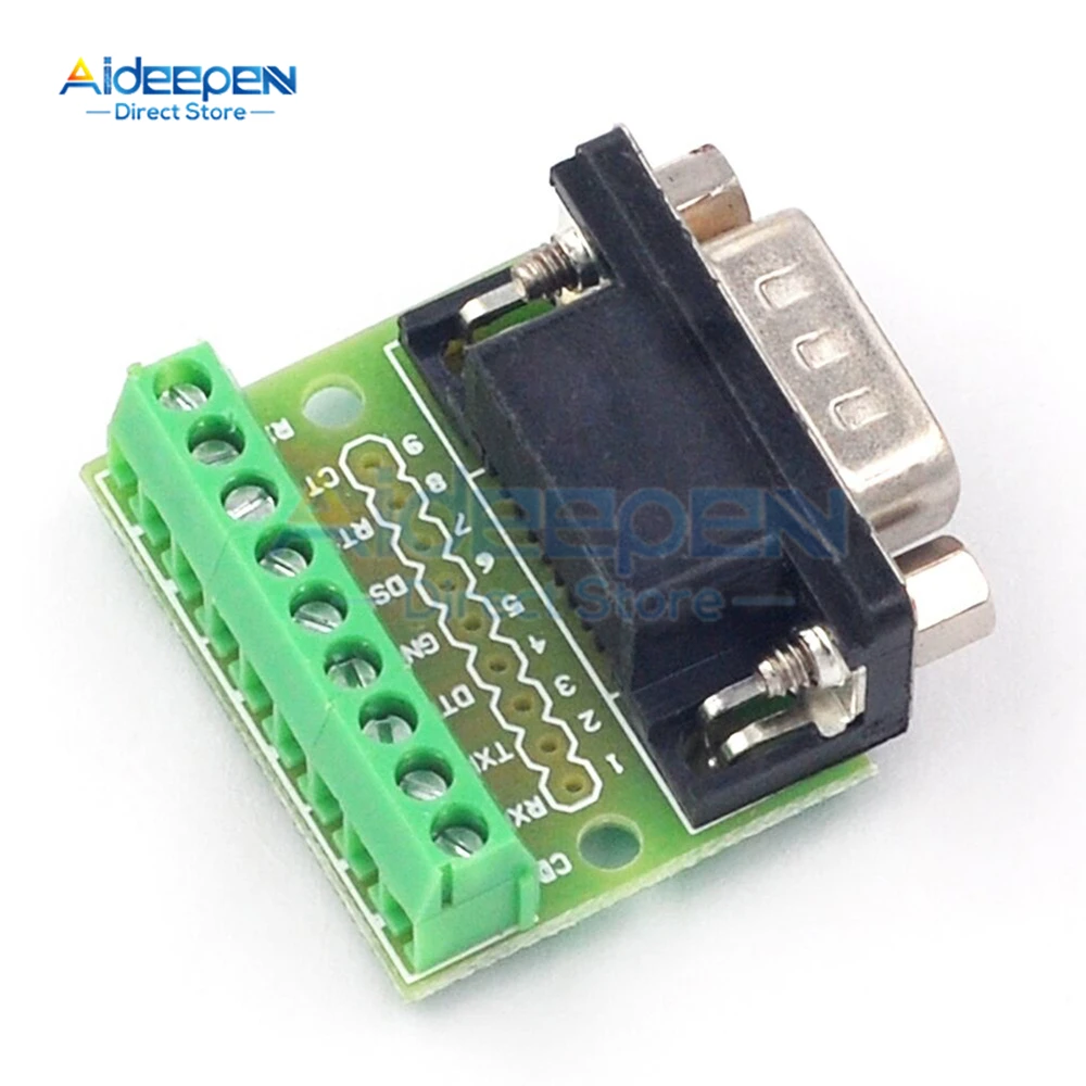 1Pcs DB9 Male and Female Connector Adapter Screw Terminal 9-Pin 9-Hole RS232 RS485 Conversion Board