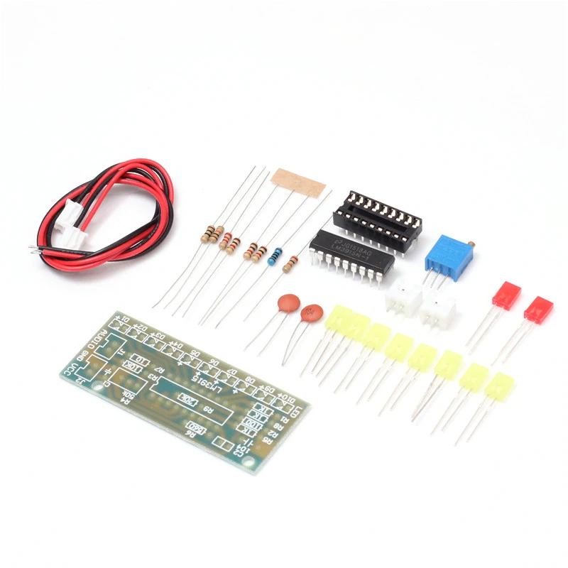 LM3915 Audio Level Indicator Diy Kit 10 Led Sound Audio Spectrum Analyzer Level Indicator Kit Electoronics Soldering HOT