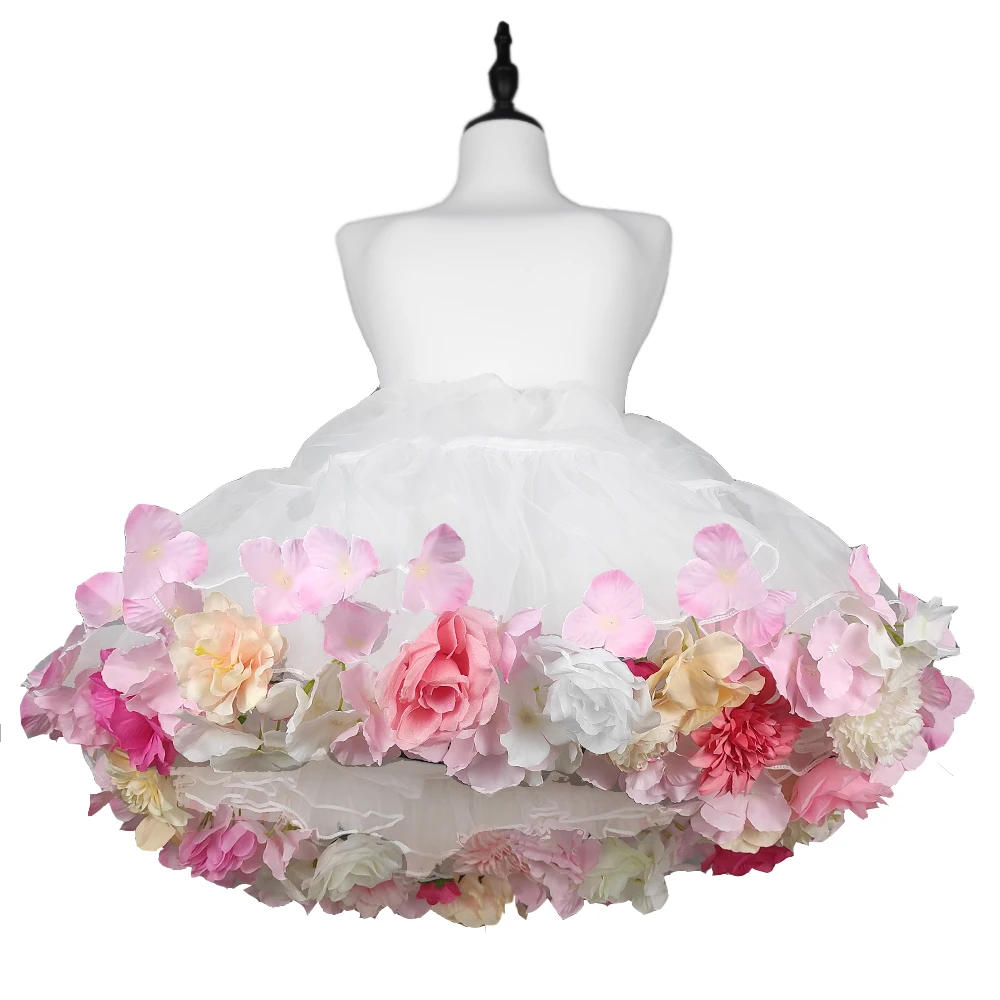 Handmade ดอกไม้สีสัน Petticoat Lolita กระโปรงสนับสนุน Harvest Kawaii สั้นชุดอุปกรณ์ฮาโลวีนสาวน่ารักเกาหลีญี่ปุ่น