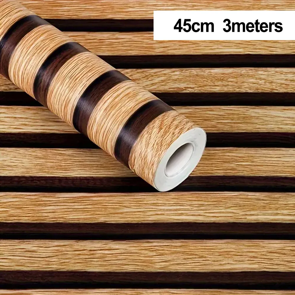 Wall Sticker Wallpaper PVC Imitation Wood Grain Wall Stickers Home Decoration Waterproof Wall Renovation 45CMX3 Meters