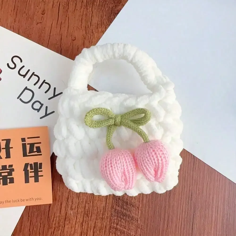 

Cute Plush Flower Woven Mini Coin Purse Pendant, Multi-functional Earphone Key Storage Bag for Women Girls, Portable Backpack Hanging Decor Accessory, Sweet Student Birthday Holiday Gift