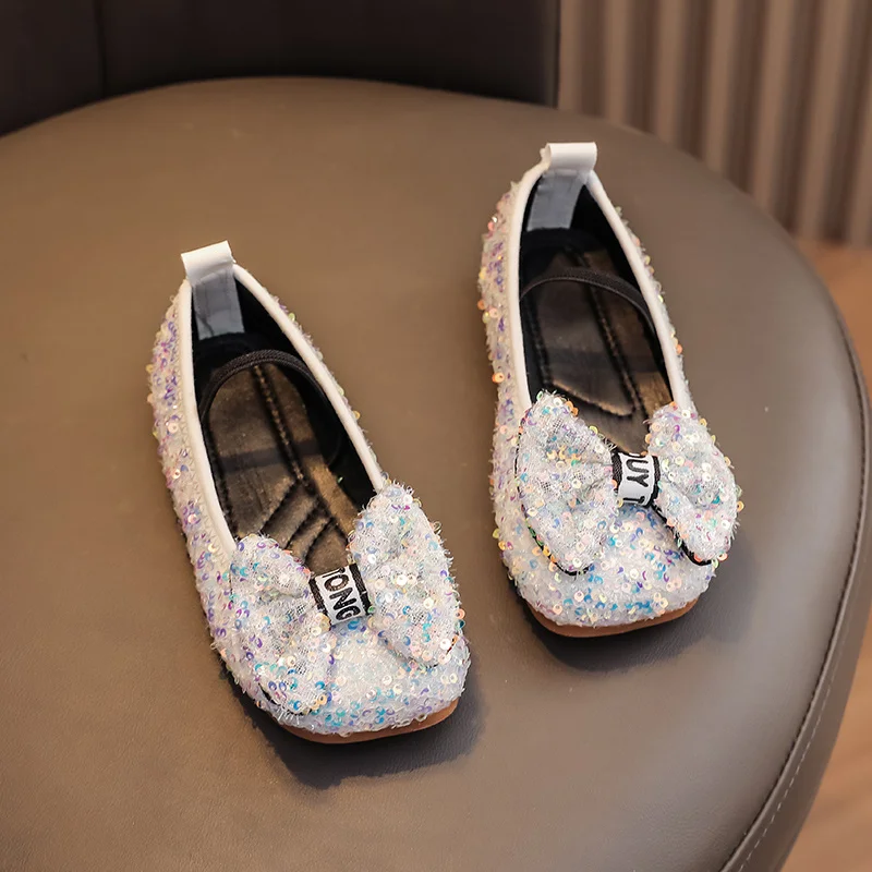 Neonate principessa fiocco di paillettes carino e confortevole danza per bambini bambini studenti di moda cartone animato sandali Casual scarpe basse