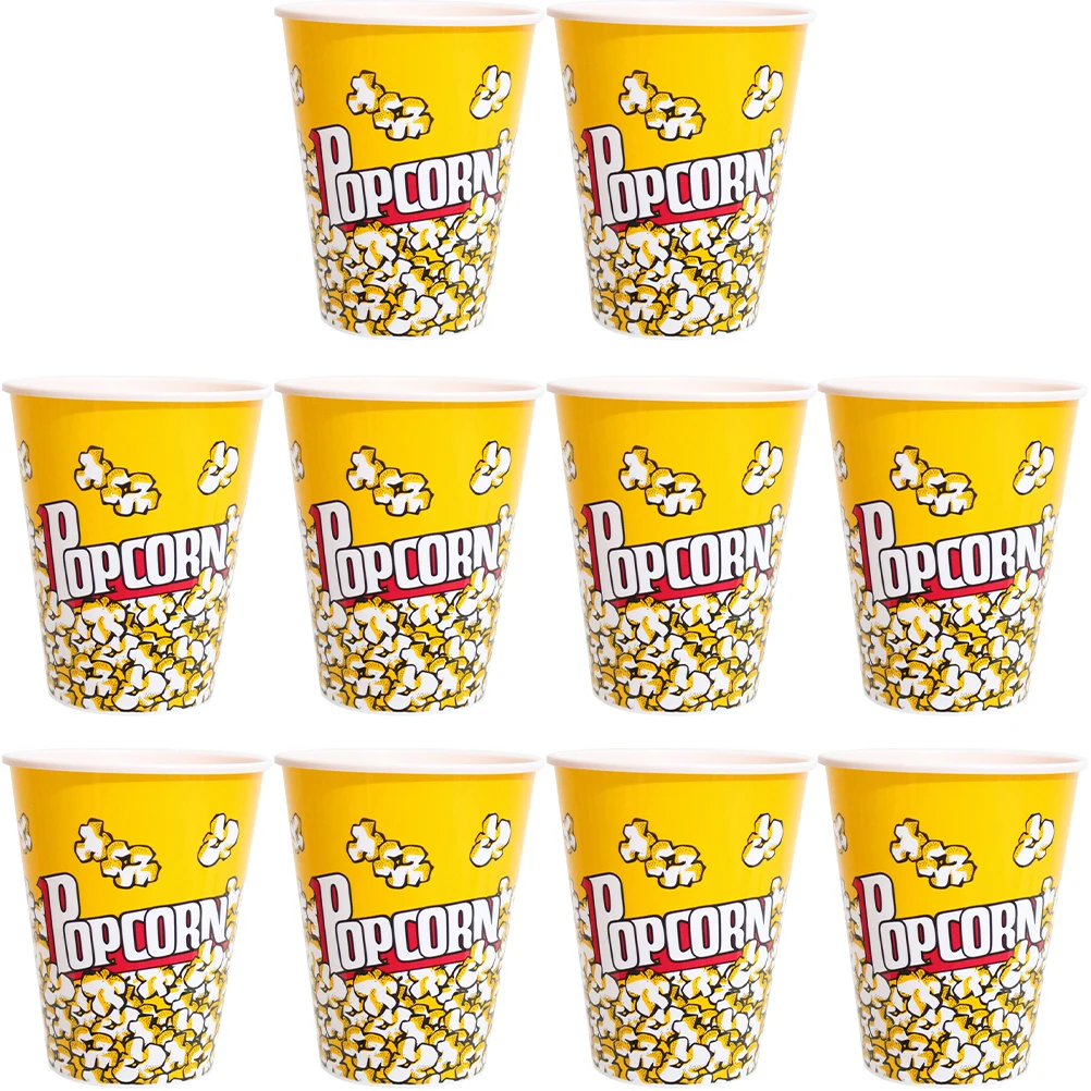 

10 Pcs Popcorn Bucket Container Movie Night Reusable Buckets Containers Disposable Holders Plastic