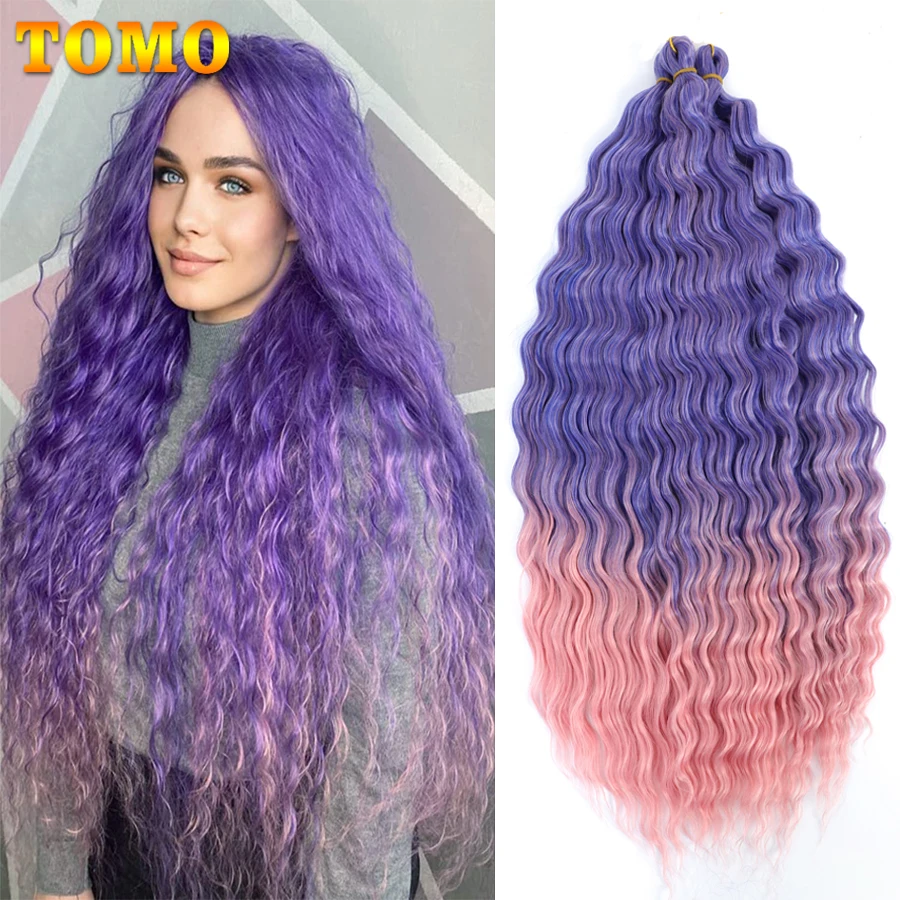 

TOMO Deep Wave Synthetic Crochet Hair 22 30 Inch Ombre Afo Curls Long Passion Twist Braids Hair Extensions Natural Wavy Hair