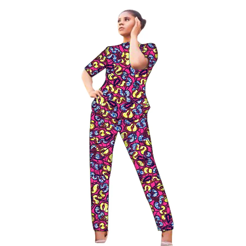 Half Sleeve Women Ankara Outfits Tops Patch Pants African Fashion Traditional Wedding Wear