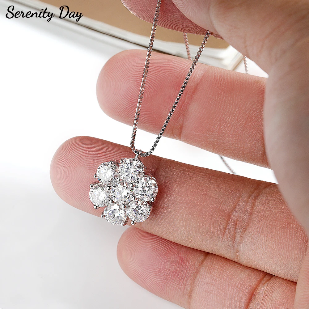 

Serenity 3mm 4mm D Color Moissanite Necklace for Women 100% S925 Sterling Silver Plated 18K Sunflower Pendant Neck Chain Jewelry
