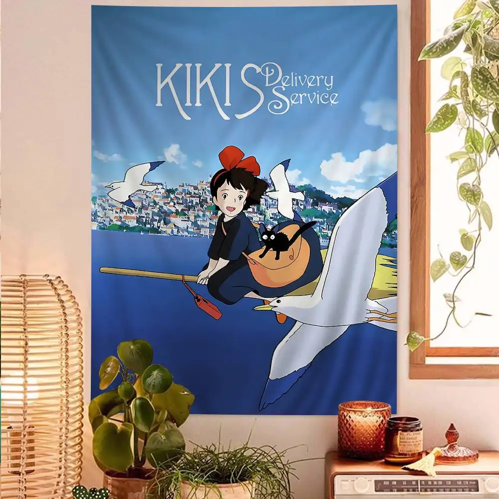 K-Kikis D-Delivery S-Service Movie Cartoon Anime Tapestry Hippie Flower Wall Carpets Dorm Decor Wall Hanging Home Decor