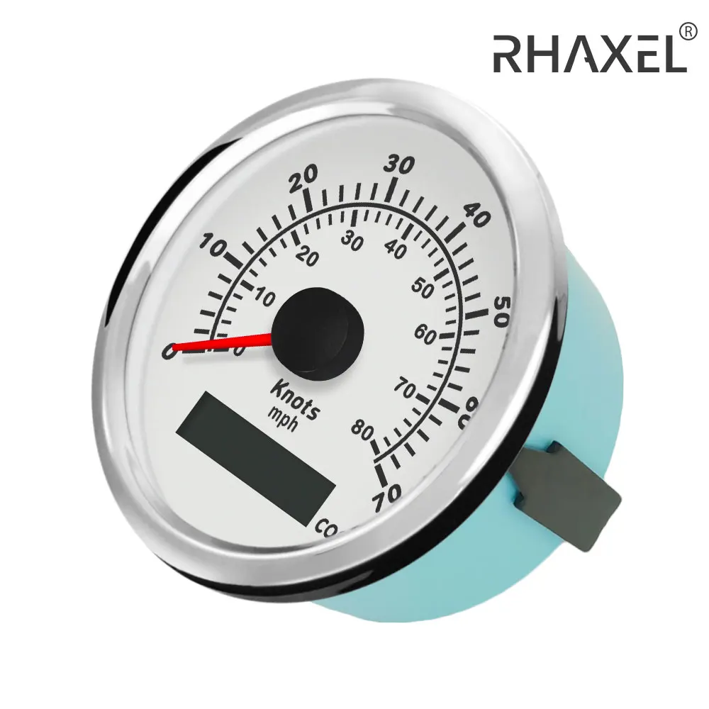 RHAXEL Waterproof GPS Speedo Gauge with COG 15Knots 35Knots 70Knots 40MPH 70MPH 80MPH for Yachts Boat with Red Backlight 85mm