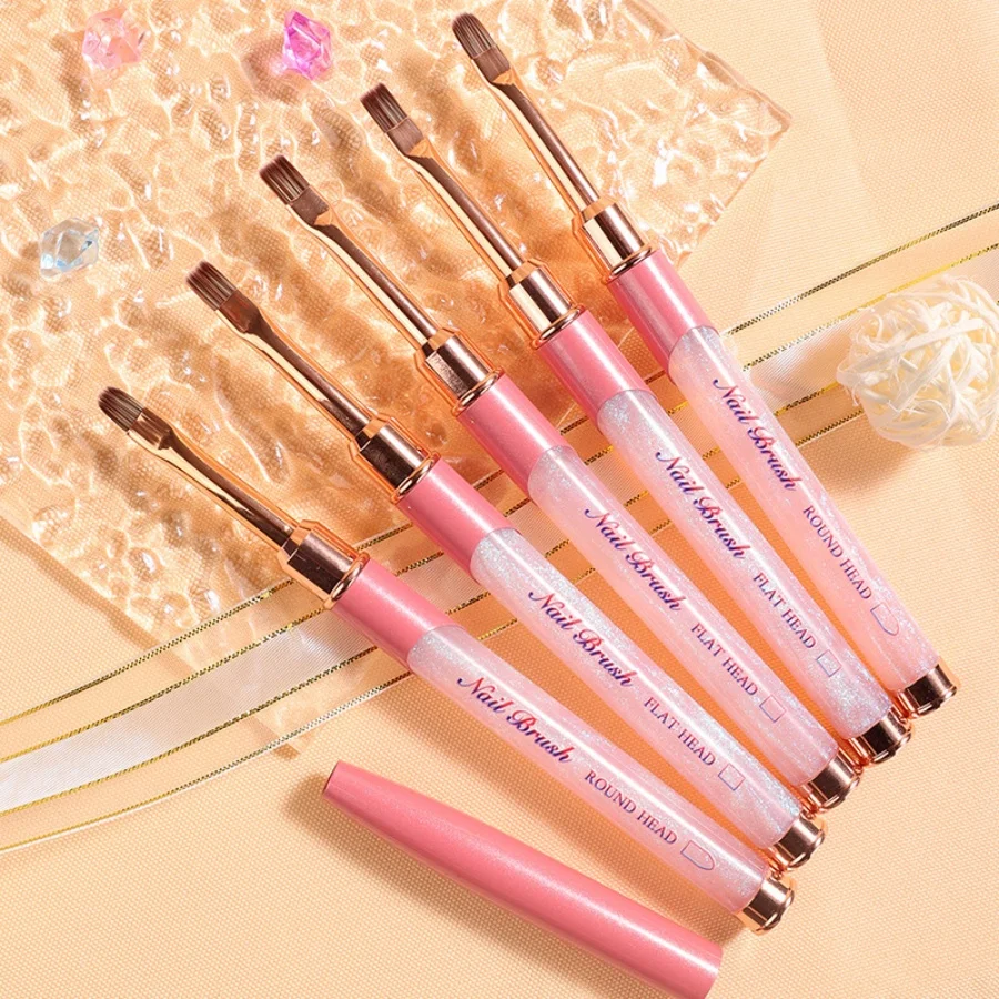 Nylon Hair Acrylic Nail Brush, Nail Art Brushes with UV Print Resin Handle, Acrylic Nail Tools for Beginner