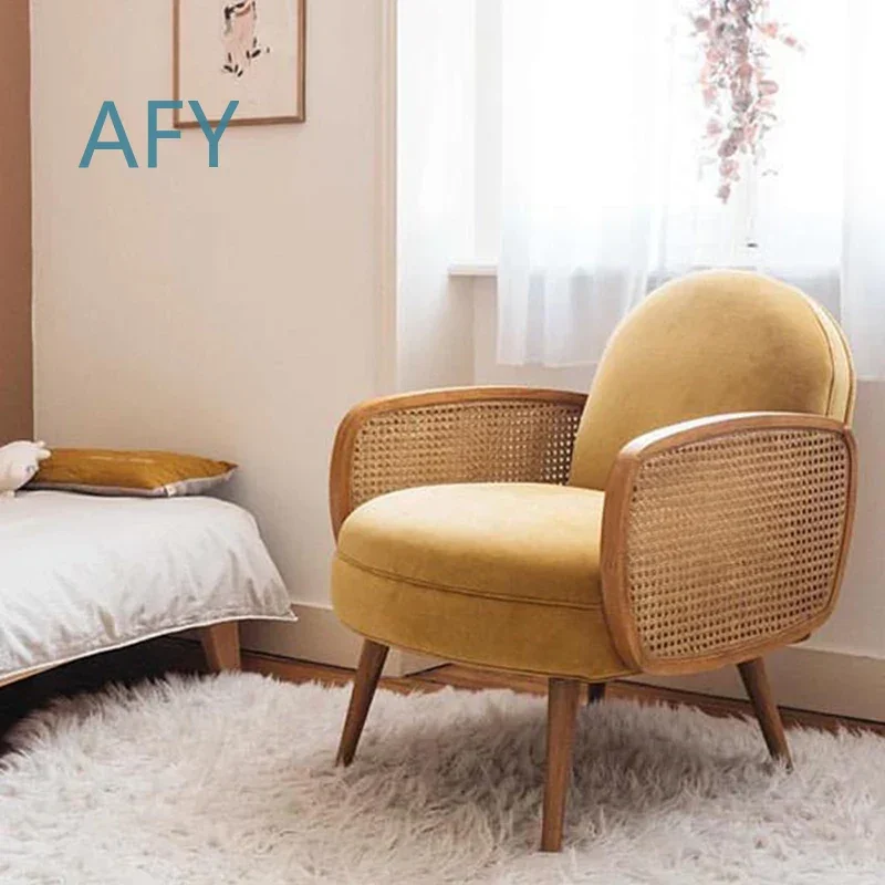 Nordic Rattan Weaving Sofa Chair for Home Furniture for Living Room for Modern Decor for Relaxing Armchair for Soft Leisure
