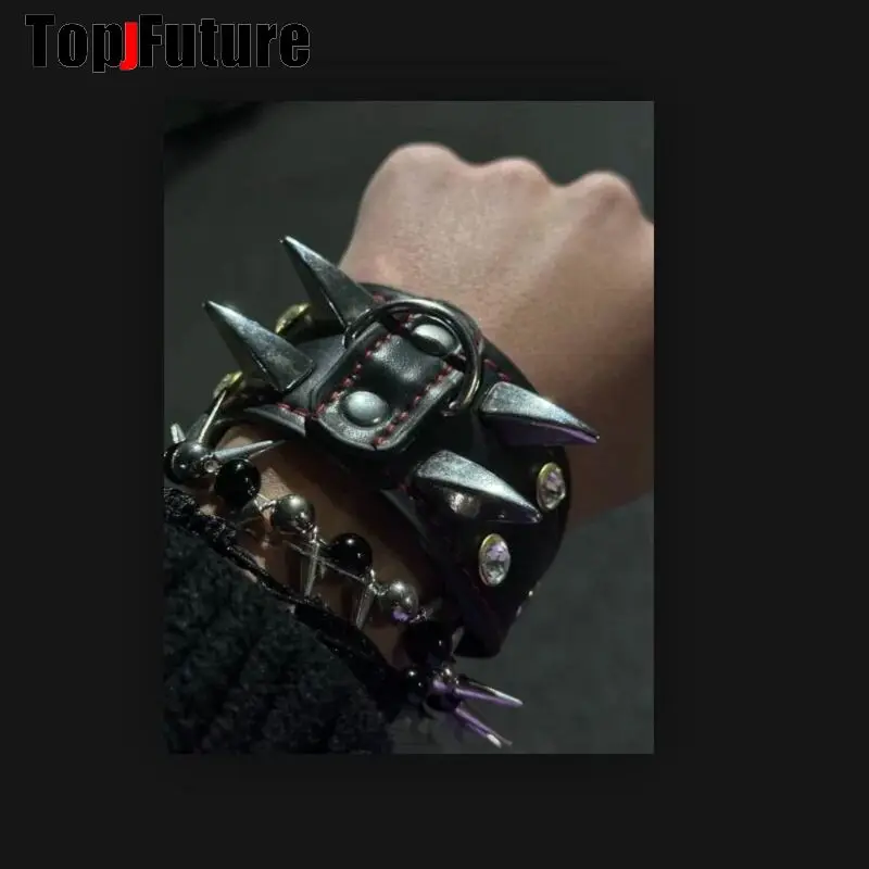 women Men Harajuku Gothic Punk bracelets streetwear Subculture Y2K Girl steampunk Collar Rivet choker spike bracelets chokers